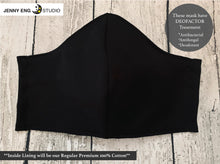 Load image into Gallery viewer, BLACK Anti-Viral Satin Fabric Mask
