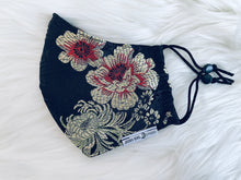 Load image into Gallery viewer, Asian Lotus Black Brocade Mask