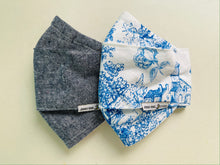 Load image into Gallery viewer, Denim Textured Linen Blend Kirigami Mask