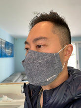 Load image into Gallery viewer, Denim Textured Linen Blend Kirigami Mask