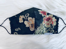 Load image into Gallery viewer, Asian Lotus Black Brocade Mask
