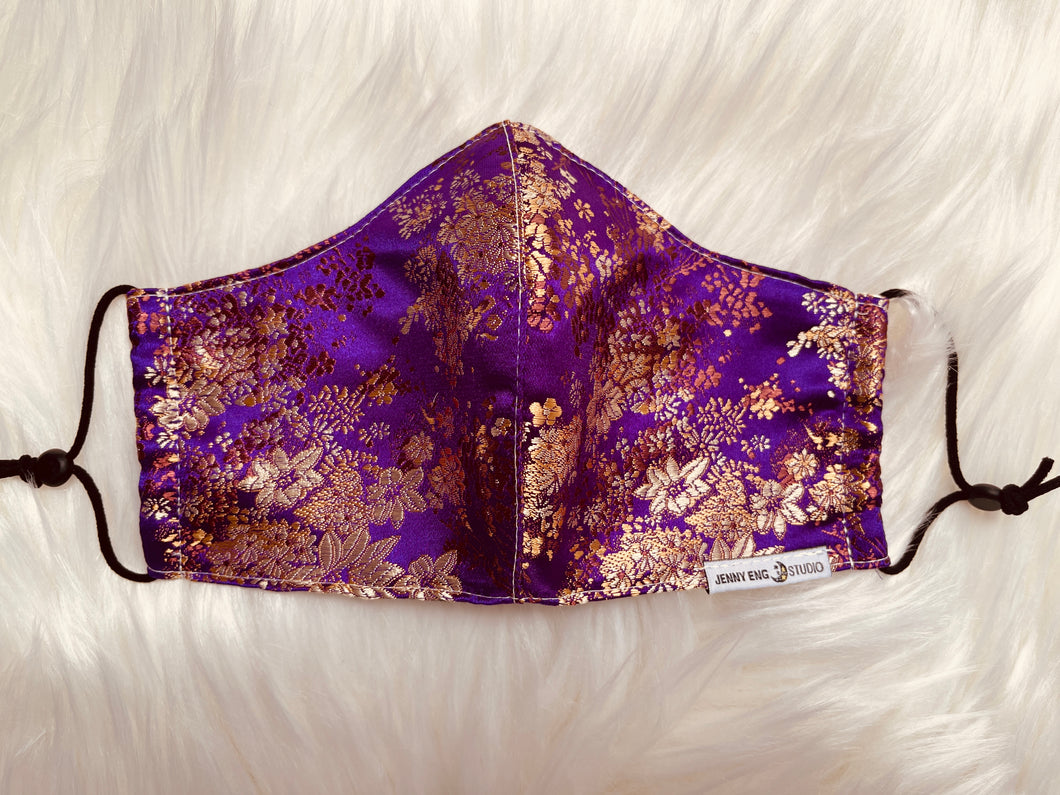 Royal Purple Floral Brocade Mask