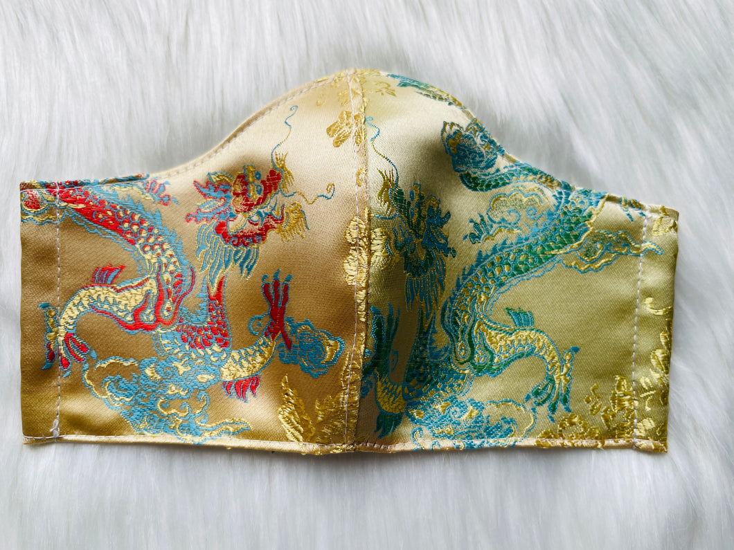 Golden Dragon Brocade Mask