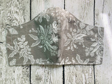 Load image into Gallery viewer, Taupe Grey English Floral Fabric Mask
